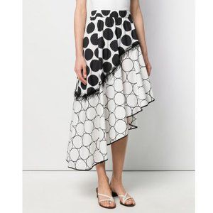 SMARTEEZ dot print asymmetric tier skirt